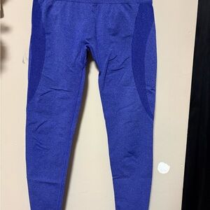 RYVGTN Women's Ankle Leggings Blue M Spandex Nylon Elastic Waist Stretch